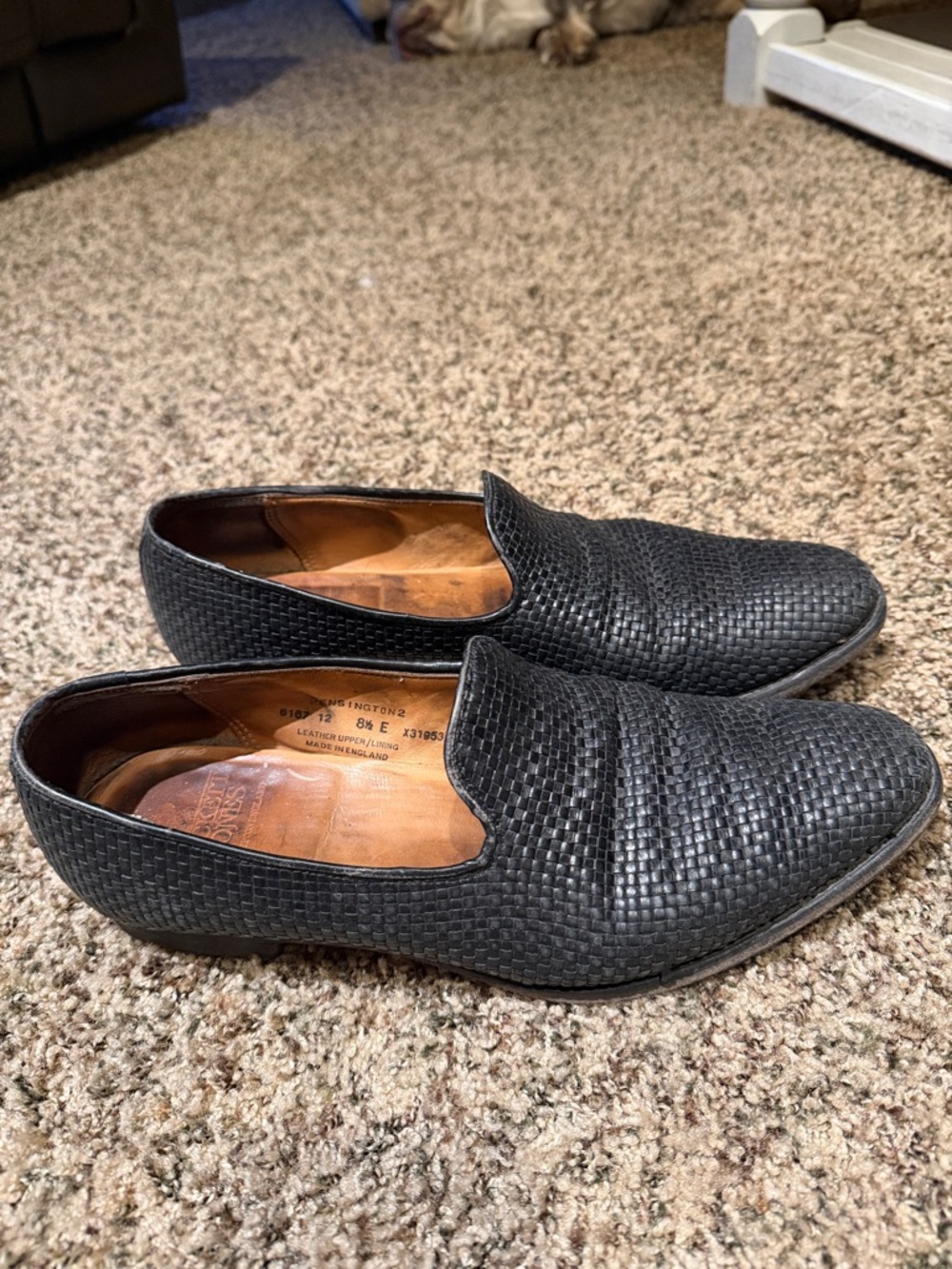 Vintage Crockett & Jones Men's Black Kensington 2  Leather Slip-On Loafers